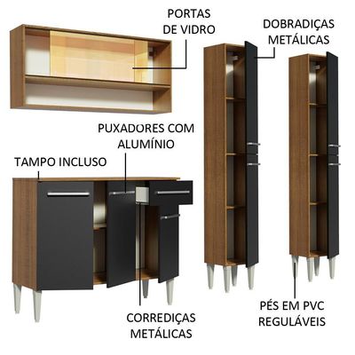 Cozinha Compacta Madesa Emilly Winter com Armário e Balcão