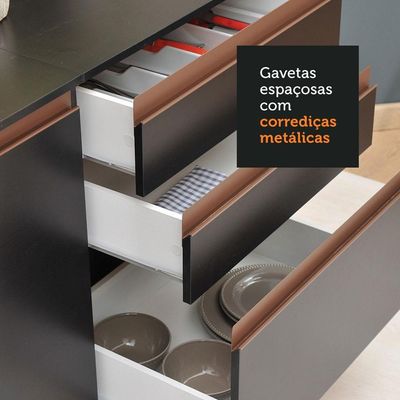 Cozinha Completa Reims com Armário e Balcão Preto