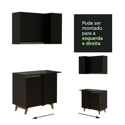 Cozinha Completa Reims com Armário e Balcão Preto