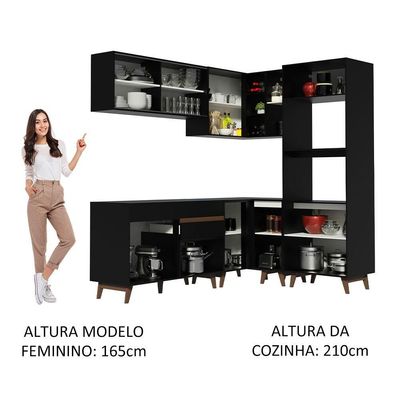 Cozinha Completa Reims com Armário e Balcão Preto