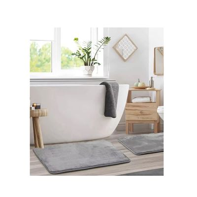 Tapete de Banheiro Cinza Antiderrapante Retangular 60x40cm