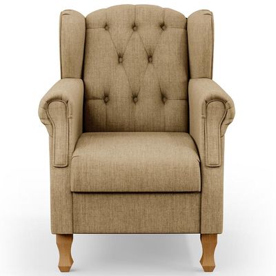 Poltrona Decorativa Para Sala De Estar Yara P02 Linho Bege Escuro - Lyam Decor