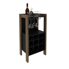 Adega Bar para Sala de Estar Decorativa AZ1032 MDP Nogal/Preto - Gran Belo