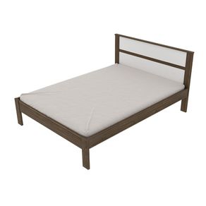 Cama de casal MDP CM8005 Nogal/Branco - Gran Belo