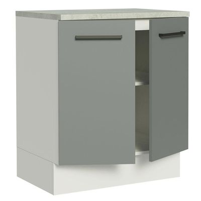 Balcão de Cozinha Agata 70cm 2 Portas Branco Cinza