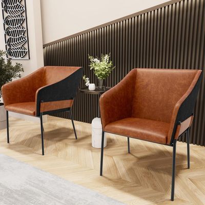 Cadeira Para Sala de Jantar Estar Living Olívia L02 Couríssimo Camel Preto - Lyam Decor