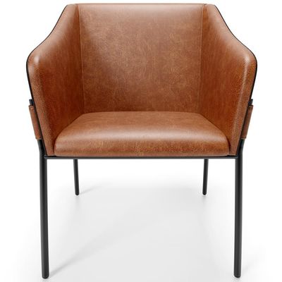 Cadeira Para Sala de Jantar Estar Living Olívia L02 Couríssimo Camel Preto - Lyam Decor