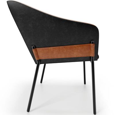 Cadeira Para Sala de Jantar Estar Living Olívia L02 Couríssimo Camel Preto - Lyam Decor