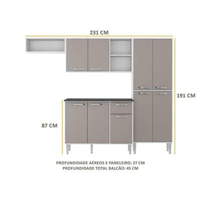 Cozinha Compacta Xangai 9 Portas Multimóveis