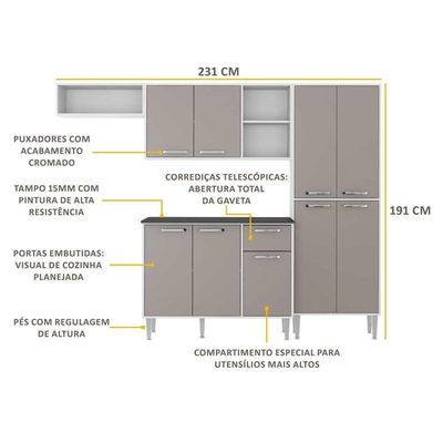 Cozinha Compacta Xangai 9 Portas Multimóveis