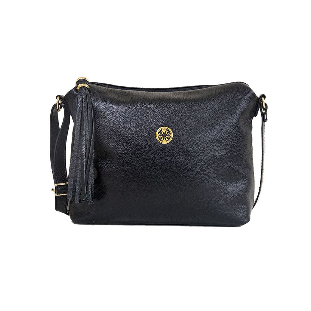 BOLSA CLASSE COURO FEMININA TRANSVERSAL 1751-2 1I PRETO Cor:Preto;Tamanho:Único;Gênero:Mulher