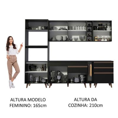 Cozinha Completa Reims com Armário e Balcão Preto