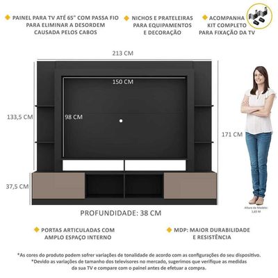 Home Theater TV até 65" com Suporte Universal Multimóveis