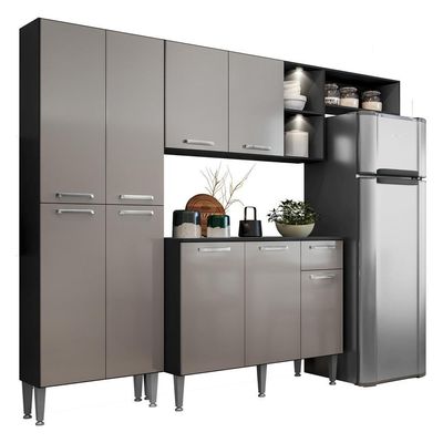 Cozinha Compacta com Armário e Balcão com Tampo Preta