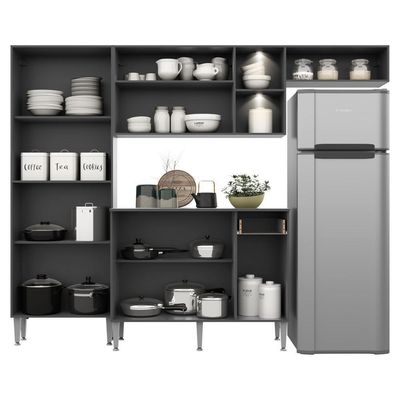 Cozinha Compacta com Armário e Balcão com Tampo Preta
