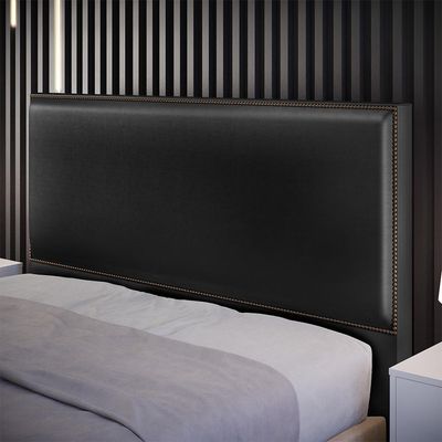 Cabeceira Box Casal Com Tachas 140 cm Vicenza L02 Facto Preto Metalizado - Lyam Decor