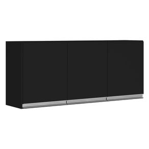 Armário Aéreo Cozinha Planejada Lux 120cm MDF 03 Portas Preto TX Fosco - Desk Design