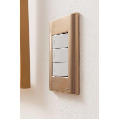 Placa 3 Postos 4x2 Tramontina Giz Ouro Metalizado Suporte Tramontina