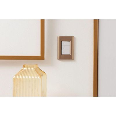 Placa 3 Postos 4x2 Tramontina Giz Ouro Metalizado Suporte Tramontina