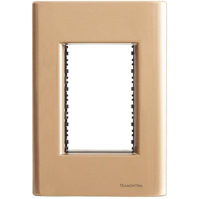 Placa 3 Postos 4x2 Tramontina Giz Ouro Metalizado Suporte Tramontina