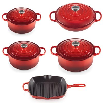 KIT DE PANELAS LE CREUSET REDONDA BUFFET GRELHA Vermelho