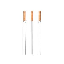 Espetos Duplo Simples Suporte Parede Preto Kit Churrasco 4pc