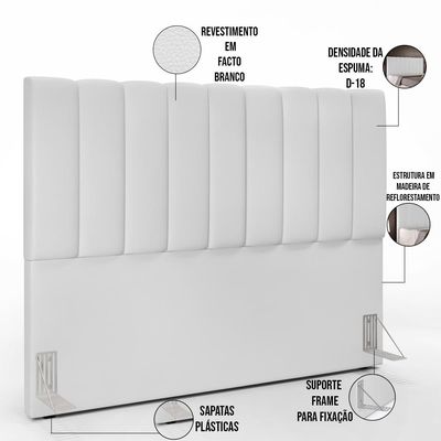 Cabeceira Cama Box Casal Queen 160 cm Dália W01 Facto Branco - Lyam Decor