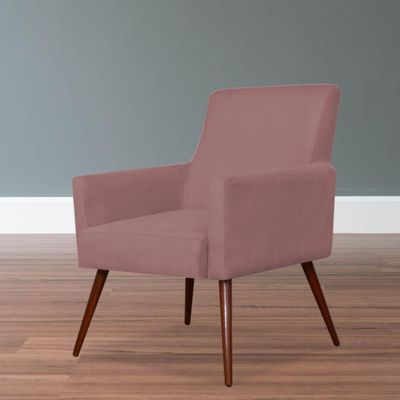 Kit 02 Poltronas Decorativas Para Sala de Estar e Recepção Maria W01 Suede Rosê - Lyam Decor