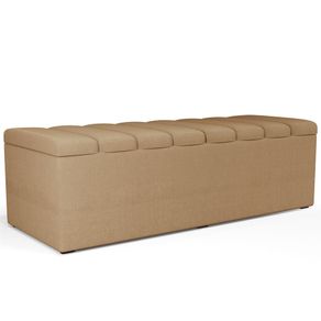 Calçadeira Recamier Baú Para Cama De Casal Dália 140x50 Cm W01 Linho Bege Escuro - Lyam Decor