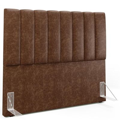 Kit Cabeceira Cama Box Casal 140cm Calçadeira Recamier Baú Dália W01 Couríssimo Marrom - Lyam Decor