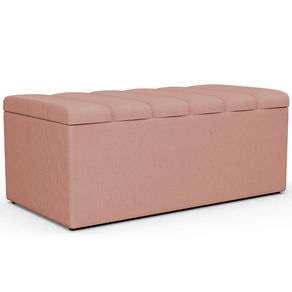 Calçadeira Recamier Baú Para Cama Box Solteiro Dália 100x50 Cm W01 Linho Rosê - Lyam Decor