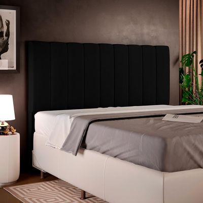 Cabeceira Cama Box Casal Queen 160 cm Dália W01 Suede Preto - Lyam Decor
