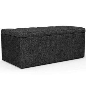 Calçadeira Recamier Baú Para Cama Box Solteiro Dália 100x50 Cm W01 Linho Chumbo - Lyam Decor