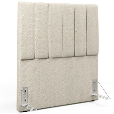 Kit Cabeceira Cama Box Solteiro 100cm Calçadeira Recamier Baú Dália W01 Linho Champagne - Lyam Decor