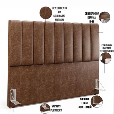 Cabeceira Cama Box Casal King 195 cm Dália W01 Courissimo Marrom - Lyam Decor