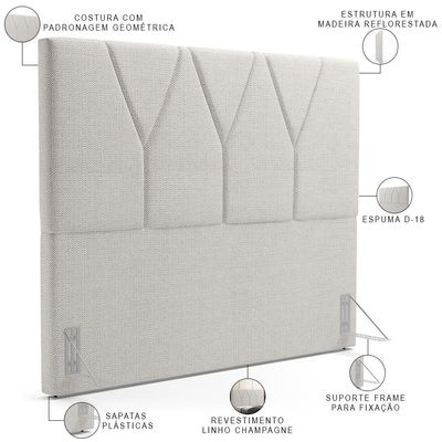 Cabeceira Cama Box Casal Queen 160 cm Aurora W01 Linho Champagne - Lyam Decor