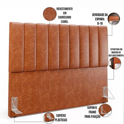 Cabeceira Cama Box Casal King 195 cm Dália W01 Courissimo Camel - Lyam Decor