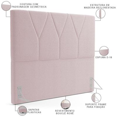 Cabeceira Cama Box Casal 140 cm Aurora W01 Bouclê Rosê - Lyam Decor