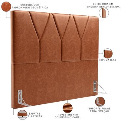 Cabeceira Cama Box Casal King 195 cm Aurora W01 Couríssimo Camel - Lyam Decor