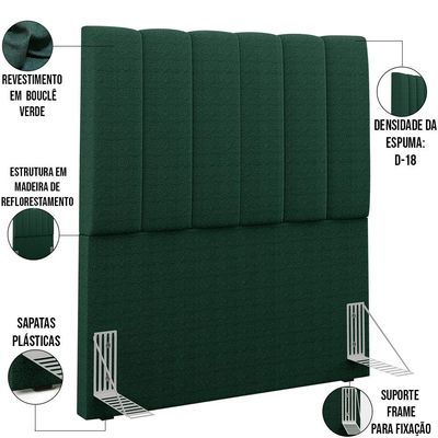 Cabeceira Cama Box Solteiro 100 cm Dália W01 Bouclê Verde - Lyam Decor