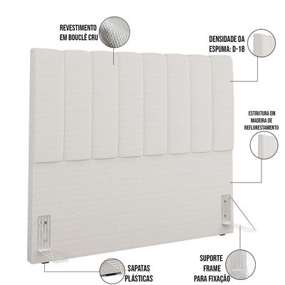 Cabeceira Cama Box Casal 140 cm Dália W01 Bouclê Cru - Lyam Decor