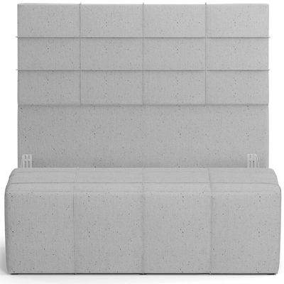 Kit Cabeceira Cama Box Queen 160cm com Calçadeira Roma W01 Linho Cinza - Lyam