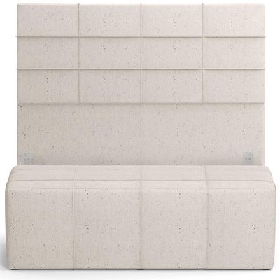Kit Cabeceira Cama Box Casal 140cm com Calçadeira Roma W01 Linho Cru - Lyam