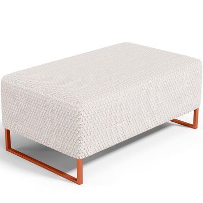 Kit 02 Puffs Decorativo Sala De Estar Cléo 90cm W01 Base Ferro Cobre Bouclê Cru - Lyam Decor