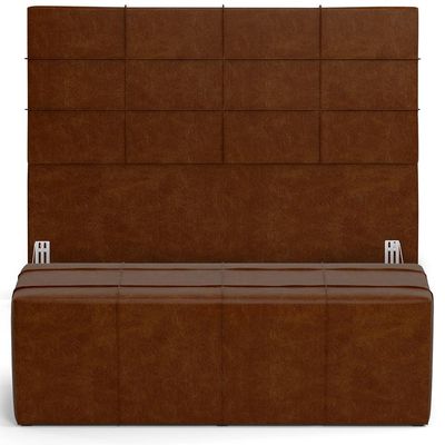 Kit Cabeceira Cama Box Casal 140cm com Calçadeira Roma W01 Couríssimo Marrom - Lyam