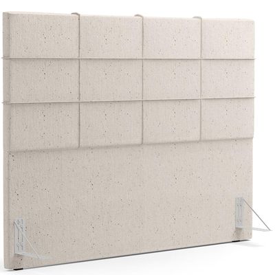 Kit Cabeceira Cama Box King 195cm com Calçadeira Roma W01 Linho Cru - Lyam