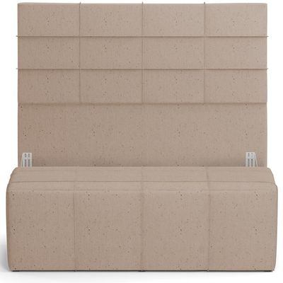 Kit Cabeceira Cama Box King 195cm com Calçadeira Roma W01 Linho Bege Escuro - Lyam
