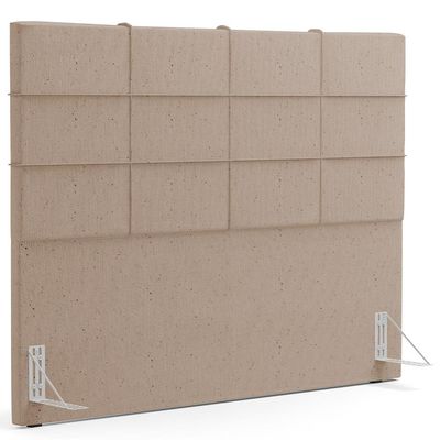 Kit Cabeceira Cama Box King 195cm com Calçadeira Roma W01 Linho Bege Escuro - Lyam