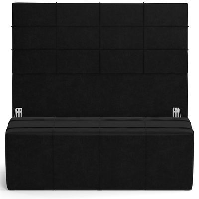 Kit Cabeceira Cama Box King 195cm com Calçadeira Roma W01 Couríssimo Preto - Lyam