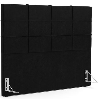 Kit Cabeceira Cama Box King 195cm com Calçadeira Roma W01 Couríssimo Preto - Lyam